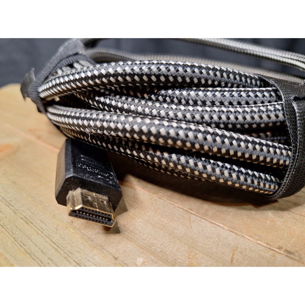 20 Ft Braided HDMI Cable Gold Plated High Speed Black Silver Pattern Cord - Picture 4 of 6